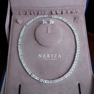 Neriza Jewelry/ชุดเครื่องประดับเพชรสังเคราะห์ สร้อยคอพร้อมต่างหูเพชรรอบคอ จัดส่งพร้อมกล่อง รหัส NSW0