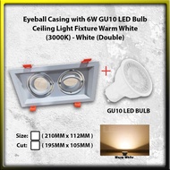 Eyeball Casing with GU10 LED Bulb Douber White - 3000K Warm White