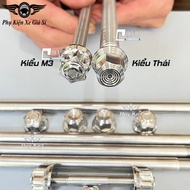 Cốt Trục Bánh Xe Trước Và Sau Kèm Tán Salaya Inox 304 (M3) (Thái) Cho Exciter Future Led Satria Raid