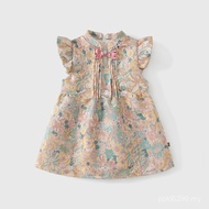 Chinese Style Summer Children's Skirt Improved Cheongsam Skirt New Chinese Style Girls Sleeveless Bu