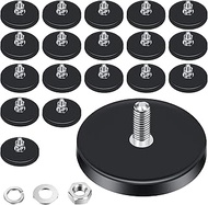 Neodymium Magnet Rubber Coated Mounting Magnets Small Scratch Safe Black Stud Magnet Painted Surface Waterproof Magnets M6 Threaded Magnet with Bolts Nuts for Lighting Camera Tools(16 Packs,1.69 Inch)