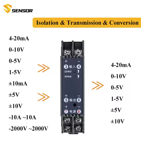 DC-10A- 10A -2000V- 2000V Voltage Transducer 4-20mA/0-5V/10V/75mV Signal Isolated Converter DC Signa