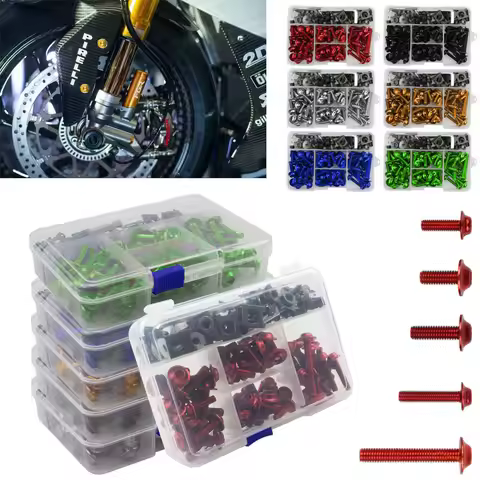195Pcs Motorcycle Accessories Aluminum Fairing Bolt Screws Kit Nut Clips for Yamaha TMAX500 TMAX530 