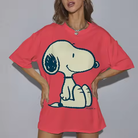Snoopy T-Shirt Women Snoopy Print Cartoon Harajuku Feamle T shirts Casual Tops Short Sleeves Tees Wo