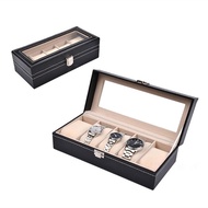 Leather Watch Box Black Men's Watch Storage Boxes Case With Window Jewelry Women Gift Case Fashion Display Jewelry Gift Holder