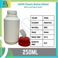 250ml HDPE Round Plastic Bottle / Botol Plastik HDPE 250ml / White Bottle 250ml / Botol Kosong + Loc