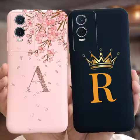 For Vivo Y76 5G Case V2124 Cute Crown Letters Cover Shockproof Phone Case For Vivo Y76s V2156A VivoY