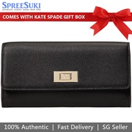 Kate Spade Wallet In Gift Box Long Wallet Lucia Large Slim Flap Wallet Black # K7182