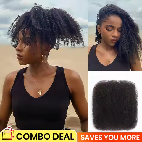 Afro Kinky Bulk Hair 100% Remy Human Hair QVR Braiding Hair Afro Curly Bulk Human Hair Kinky Twist C