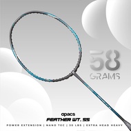 APACS Feather Weight 55 Super Light 58 Gram 8U 30 lbs Black Blue Badminton Racket