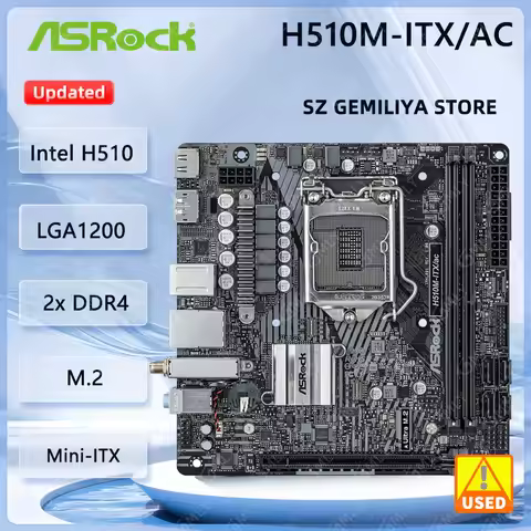 ASROCK H510M-ITX/ac Mini-ITX Motherboard Intel H510 2xDDR4 LGA1200 Ultra M.2 support i7-11700 i3-103
