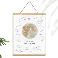 客制化婚禮佈置 賓客簽名板 婚禮簽名 客制化月亮掛軸