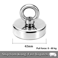 【READY STOCK】Strong Fishing Magnet D42 D60/60kg 130kg Powerful/Permanent Neo Salvage Magnet/N45 Neod