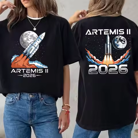 Artemis II Moon Mission T-shirts for Men Women Summer Short Sleeve Tee Popular Artemis 2 Back To The