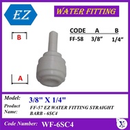(2pcs, 10pcs) EZ WATER FITTING STRAIGHT BARB ~ 6SC4 FOR R.O.TUBE USE (WF-6SC4 3/8" X 1/4" FF-570