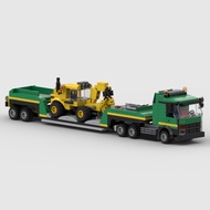 MOC Building Blocks Compatible Lego 88694 Green Truck+Yellow Trailer Creative Set Gift Engineering V