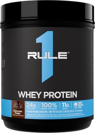 Rule 1 R1 Whey Blend Chocolate Fudge - 1 lbs Powder - 24g 3 Protein Sources + 5g BCAAs - 13 Servings