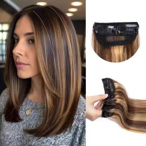#P4-27 Clip in Hair Volumizer 5PCS Short Thick Clip in Hairpieces Adding Extra Volume Hair Extension