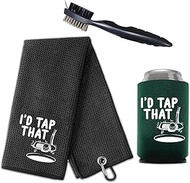 I'D Tap That Golf Towel With Brush and Can Cooler - Golf Accessories for Men, Golf Gifts for Men, Golf Towel, Funny Golf Towels for Golf Bags for Men, Funny Golf Gifts, Golf Gifts for Men Unique