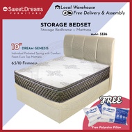 3336 Divan/Storage Bed Frame | Frame + 10" Pocketed Spring Mattress Bedset Package