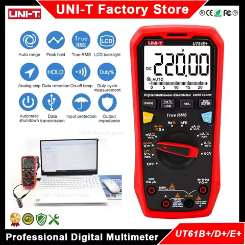 UNI-T UT61B+ UT61D+ UT61E Plus Smart Multimeter Digital Polymer Professional Electric Tester Electri
