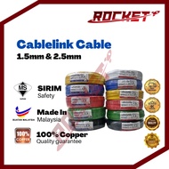 Cablelink Kabel 1.5mm kabel 2.5mm wiring Insulated PVC 100% Pure Copper Cable SIRIM approved