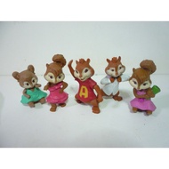 Mc Donald's Toys - Alvin And The Chipmunks Toy Figures - Assorted X 5 Pcs