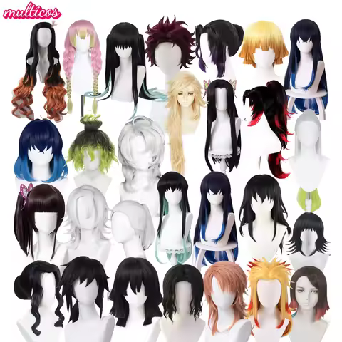 DemonSlayer Wigs Uzui Tengen Kochou Kanae Kamado Nezuko Kanroji Mitsuri Rui Hashibira Inosuke Sabito