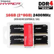 1 KIT 16GB (2x8GB) 2400MHz Memory DIMM DDR4 RAM (HX424C15FBK2/16) 1.2V 288 Pins HyperX FURY ram ddr4