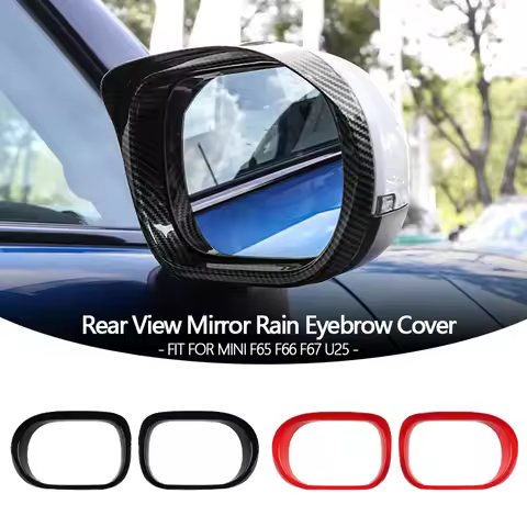 2PCS Car Rear View Mirror Sunshade Rainproof Eyebrow Cover Frame Stickers For Mini F65 F66 F67 U25 C