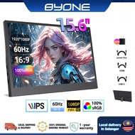 BYONE 15.6 inch Ultra-thin Portable Monitor 1920*1080P 60Hz IPS Display 100%sRGB Support TYPE-C USB-
