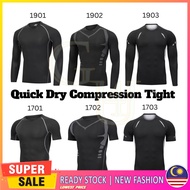 G4U_ Men Compression Tight Gym Shirt Cool Dry Long Short Sleeve Fitness Baju Ketat Lengan Panjang Pe