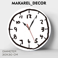 MESIN AB1-UNIQUE CUTE WALL CLOCK Quarts MACHINE- MAKAREL DECOR-WHITE Jam Dinding
