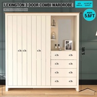Luxe: Lexington 3 Door Combi Wardrobe | Storage Cabinet Organiser | Cupboard Drawers