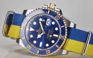 清屋大平賣 - Rolex Yellow Two Tone Gold/Blue Submariner ref.: 126613LB 16613LB Nato Yellow/Blue Watch Str