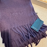 《已售》全新正品Gucci 深紫色100%喀什米爾羊絨圍巾37X190cm