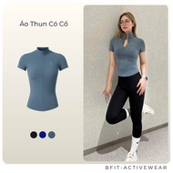 Bfit 2-in-1 collared T-shirt with short sleeves, sun protection, body hugging for gym, yoga, pickleb