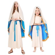Virgin Mary Costume for Kids Adult, Saint Mama Mary Costume for Girl Women, Biblical Religious Cospl