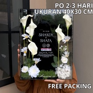 Garden Tulip Lily Wedding Dowry Black Acrylic FRAME 40x30 Cm