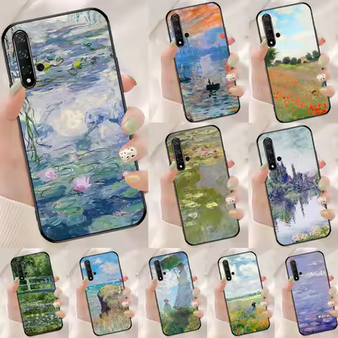 Claude Monet Garden Lotus Bridge For Huawei Nova 10 9 SE 5T 12s 12i 11i Y91 Y90 Y60 Y70 Y72 Y61 P20 