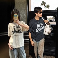 E6ZB Niche Design Summer Ripped Logo Unisex Loose Half-Sleeve T-Shirt