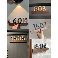 25x8.5cm With light 3D hollowed out walnut wood with a high-end feel Hdb Unit Number Door Number Sig