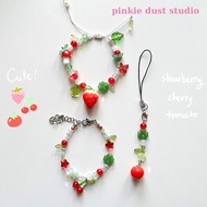 Cute red berry collection includes strawberry, cherry, and tomato cherry bracelet