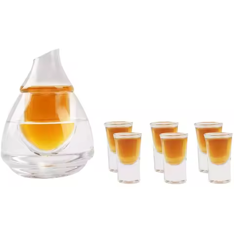 Japanese Sake Decanter Sets With Saki Cup,6 Ounce Sake Carafe Cups With 6pcs Saki Cups Set Glasses F
