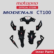 MODENAS CT100 Full Set Inner Part Body Cover Parts Coverset Body Set CT100 Kaver Hitam Caver - 7 Pcs