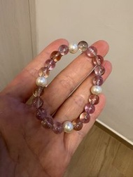 紫水晶 紫黃晶 珍珠手串手錬 8mm Amethyst with Ametrine & Pearl Bracelet,bracelets,ring,rings,earring,earrings,nec