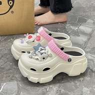 Baim Sandals Imported YesplusWanita Fuji Sandals Made of 3D Rubber, 8 Cm High, Jibbitz FurBINTANG