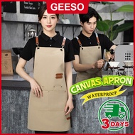 GEESO Canvas Apron Waterproof Thick For Kitchen Barista Kalis Air Apron Dapur A11 防水帆布围裙