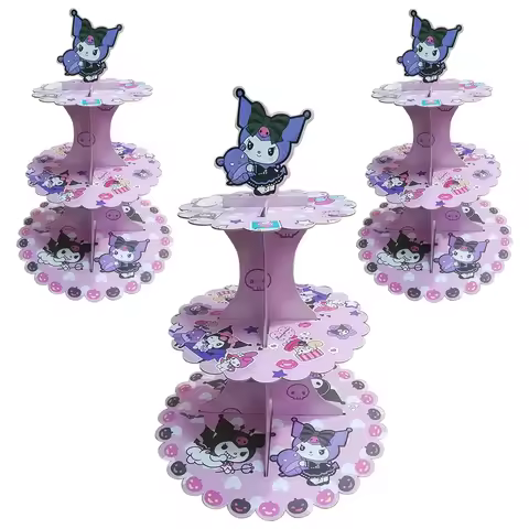 3 Tier Sanrio Kuromi Cupcake Stand - Kuromi Birthday Party Supplies Baby Shower Cake Table Decoratio