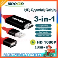 [Ready Stock] 3 in 1 Universal HDMI High-definition Cable Phone USB to TV HDMI Converter Adapter Cab